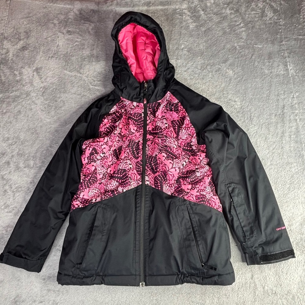 The North Face Girls M 10/12 Black Pink Butterfly DryVent Insulated Ski Jacket